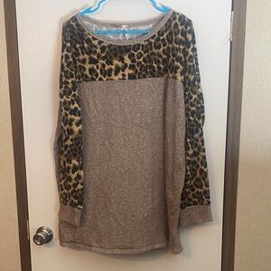 Cezanne Brown and Leopard Print Top